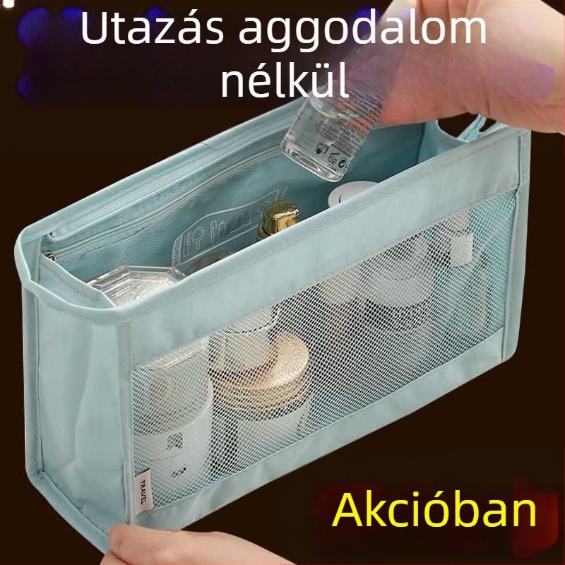Utazási kozmetikai táska — nylon anyag, egyszerű modern dizájn, kozmetikai tárolás, utazáshoz ideális