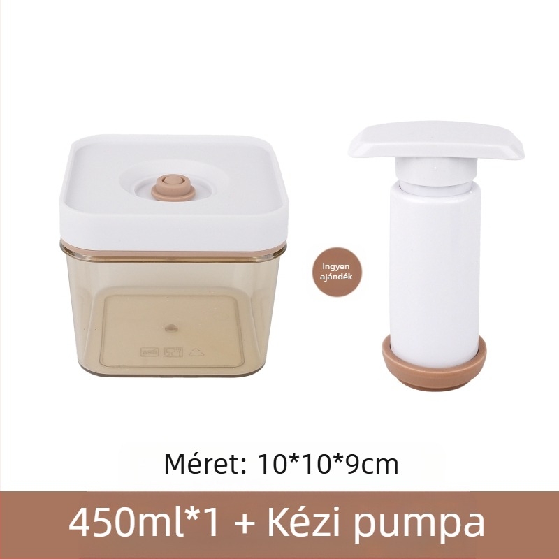 Vákuumos élelmiszertároló – téglalap alakú konyhai tároló, ABS+PET+szilikagél, vákuum, frissesség megőrzése, 2024 tél