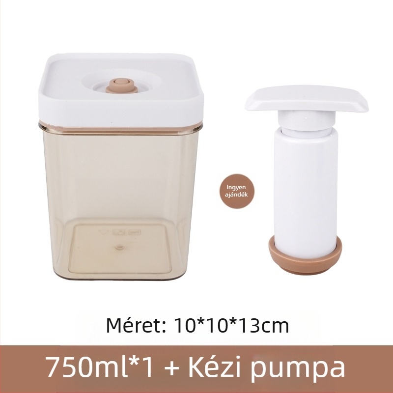 Vákuumos élelmiszertároló – téglalap alakú konyhai tároló, ABS+PET+szilikagél, vákuum, frissesség megőrzése, 2024 tél