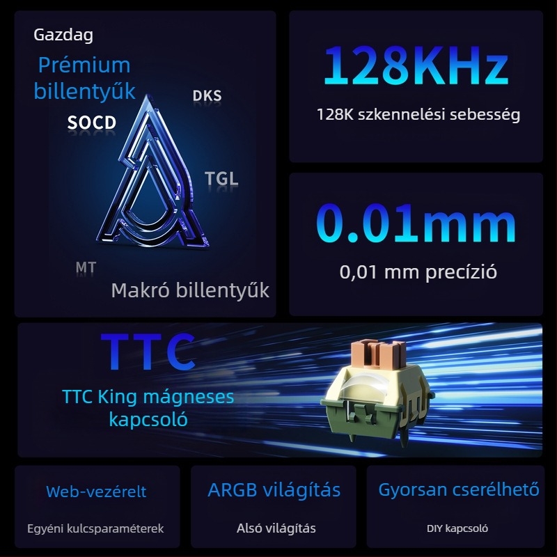 AK980MAX gamer billentyűzet RGB háttérvilágítással, vezetékes kapcsolattal, Ajazz/Heijue márka, megjelenés 2025