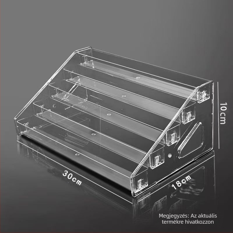 Asztali parfüm- és kozmetikaállvány Cascád stílusban, átlátszó, nagy kapacitású, több szintes, leválasztható tároló