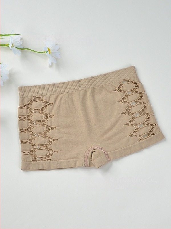 Női nejlonból készült, seamless, lélegző boxer rövidnadrág, középső derék, kötött