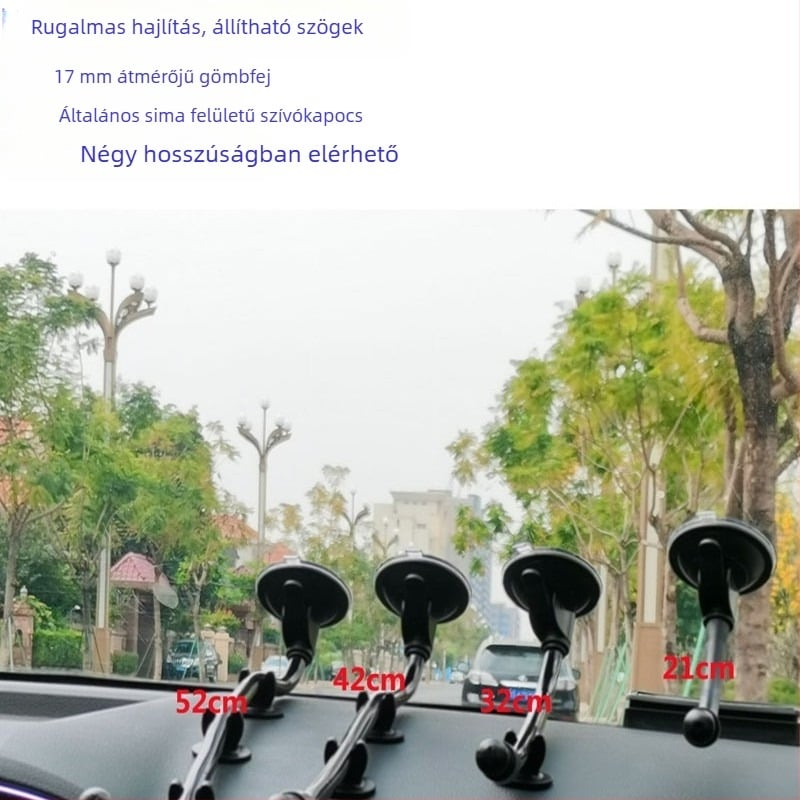 Autótelefon-tartó gömbfejjel, kiterjesztett szívófej, hosszú rúd, univerzális adapter — Modell RST-X28