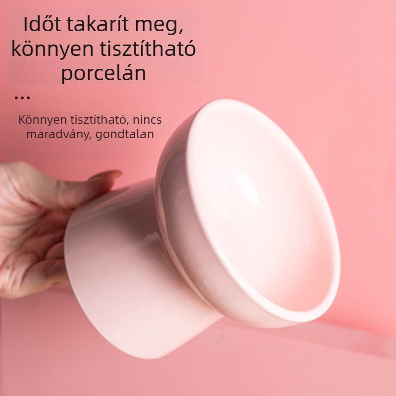 Magas lábú kerámia macskatál, kiöntés elleni tervezés, ivásra és étkezésre