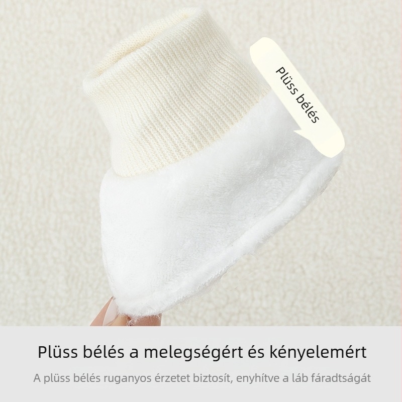 Téli babacipő pamutból, puha talppal, melegen bélelve, 0–12 hónapos újszülötteknek, Cartoon minta, csatos záródás