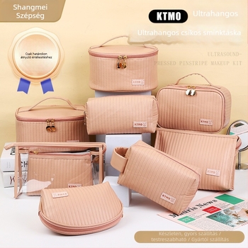 KTMO sminkes táska ultrahangos domborítású textúrával, PU bőr, városi minimalista stílus, nőknek, mindennapi használat
