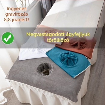 Mikroszálas tisztító törölköző lyukakkal az ágy megterítéséhez és masszázshoz; logó nyomtatás elérhető; 140 g; nedvességfelszívás 0–5 s