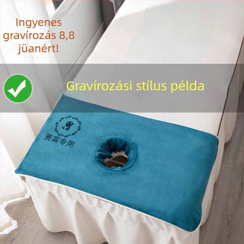 Mikroszálas tisztító törölköző lyukakkal az ágy megterítéséhez és masszázshoz; logó nyomtatás elérhető; 140 g; nedvességfelszívás 0–5 s
