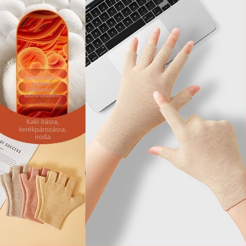 Önjömelegítő félujjas kesztyűk, uniszex, meleg és kopásálló, Flip Cover stílus, Ice Silk–pamut keverék