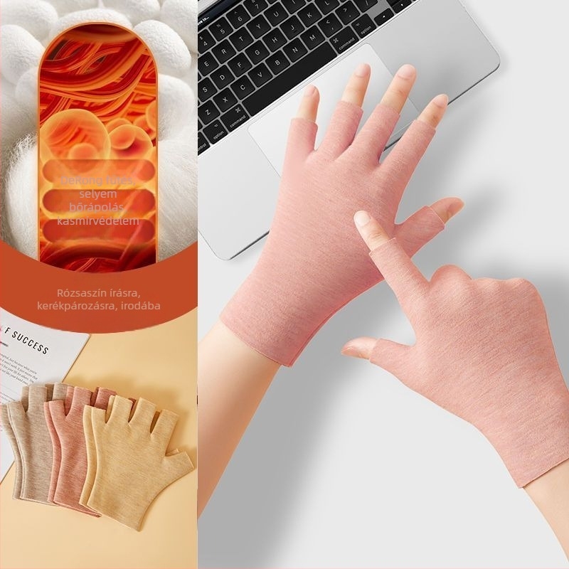 Önjömelegítő félujjas kesztyűk, uniszex, meleg és kopásálló, Flip Cover stílus, Ice Silk–pamut keverék