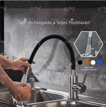 Forgó konyhai mosogatótál csaptele kerámiás patronnal, cinkötvözet test, modell CL-WXCF01