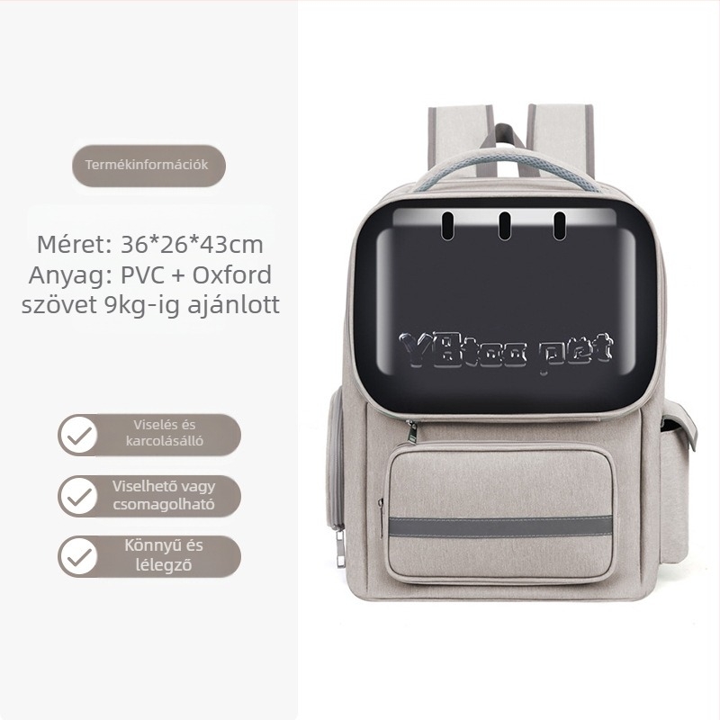 Macska és aprótestű kutyák számára tervezett állat-hordozó hátizsák, lélegző űrkapszula dizájn, nagy kapacitás