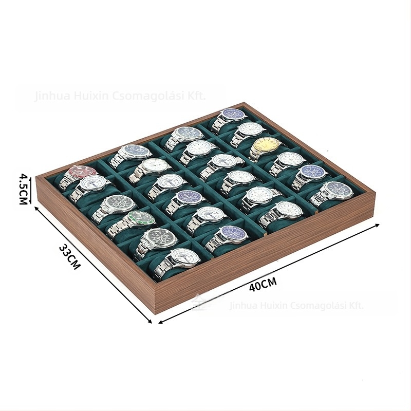 Fa órák kiállító tálca, kézzel készített, 6–30 rekesz, ajándék- és ékszercsomagolás