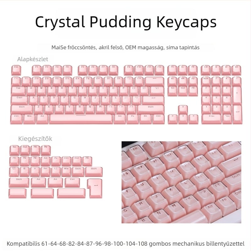 XVX Kristály Zselé Wooting Keycap, PC Két Színű Injektált Formázású, 136 Hullám Mintázat, Oldalsó Gravírozás, Mechanikus Billentyűzethez