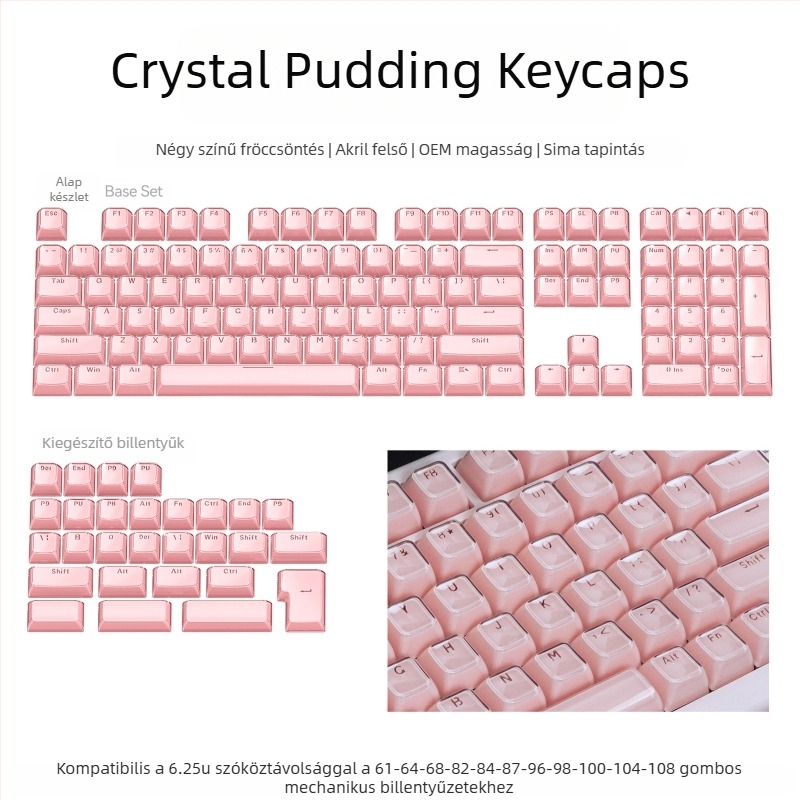 XVX Kristály Zselé Wooting Keycap, PC Két Színű Injektált Formázású, 136 Hullám Mintázat, Oldalsó Gravírozás, Mechanikus Billentyűzethez