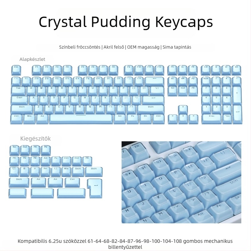 XVX Kristály Zselé Wooting Keycap, PC Két Színű Injektált Formázású, 136 Hullám Mintázat, Oldalsó Gravírozás, Mechanikus Billentyűzethez