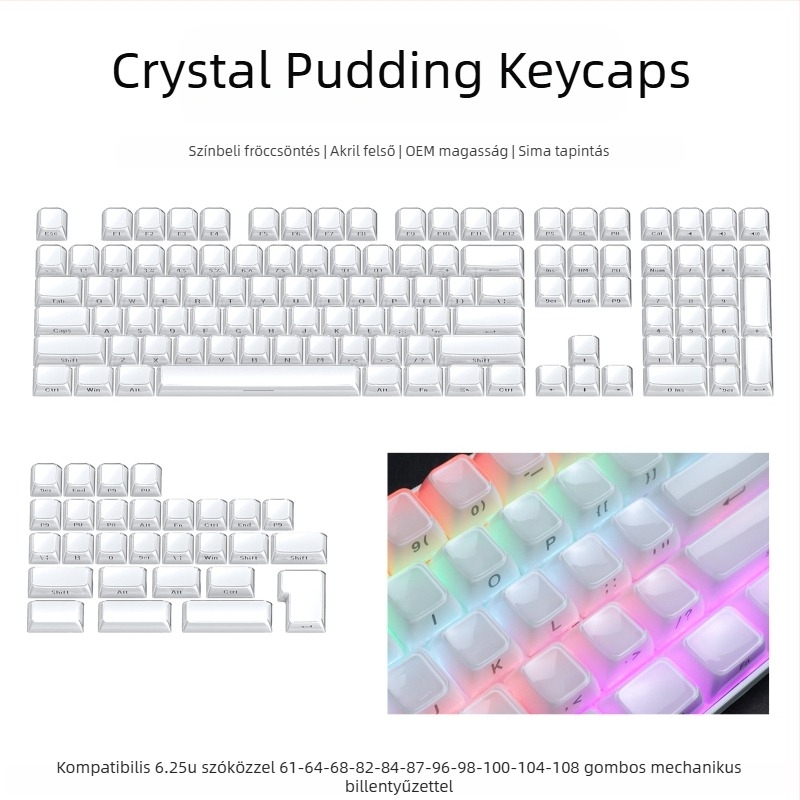 XVX Kristály Zselé Wooting Keycap, PC Két Színű Injektált Formázású, 136 Hullám Mintázat, Oldalsó Gravírozás, Mechanikus Billentyűzethez