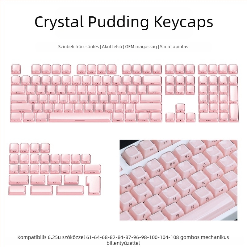 XVX Kristály Zselé Wooting Keycap, PC Két Színű Injektált Formázású, 136 Hullám Mintázat, Oldalsó Gravírozás, Mechanikus Billentyűzethez