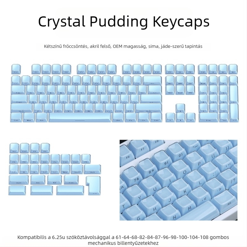 XVX Kristály Zselé Wooting Keycap, PC Két Színű Injektált Formázású, 136 Hullám Mintázat, Oldalsó Gravírozás, Mechanikus Billentyűzethez