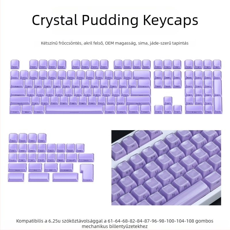 XVX Kristály Zselé Wooting Keycap, PC Két Színű Injektált Formázású, 136 Hullám Mintázat, Oldalsó Gravírozás, Mechanikus Billentyűzethez