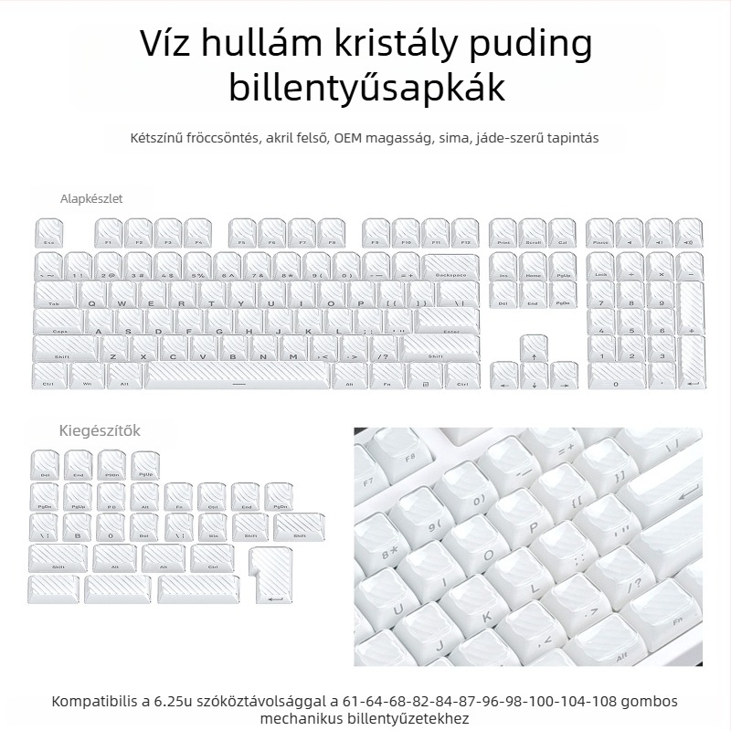 XVX Kristály Zselé Wooting Keycap, PC Két Színű Injektált Formázású, 136 Hullám Mintázat, Oldalsó Gravírozás, Mechanikus Billentyűzethez