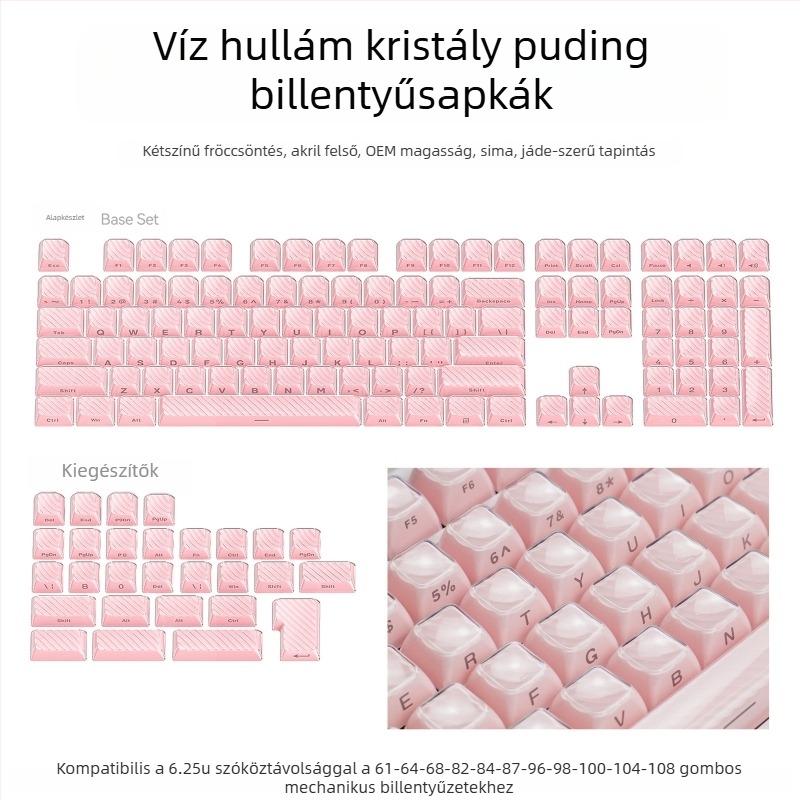 XVX Kristály Zselé Wooting Keycap, PC Két Színű Injektált Formázású, 136 Hullám Mintázat, Oldalsó Gravírozás, Mechanikus Billentyűzethez
