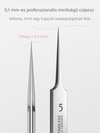 Ultra vékony No. 5 precíz csipesz mitesszerekhez és pattanásokhoz, professzionális akne eltávolító tűkészlet