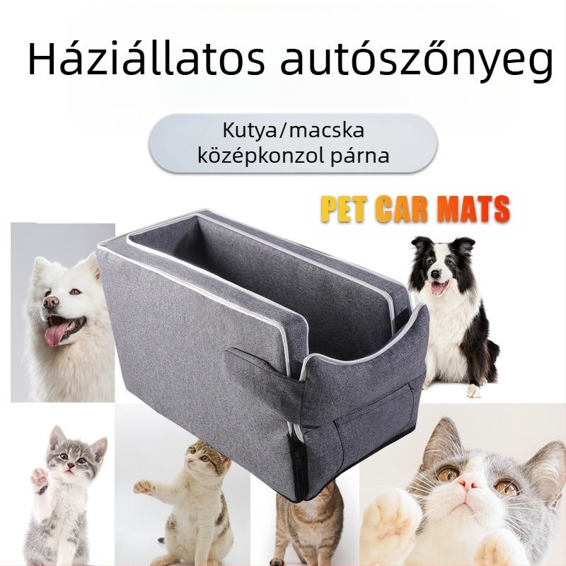 Autó középső konzolja kisállatbiztonsági ülés – plüss töltés, textil felület, négy évszakos univerzális, minimalistikus dizájn