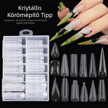 Kristályos köröm hosszabbító formák – sólyom karma alak, hosszú hegyes típus, csillagos ég minta, 140 darabos doboz