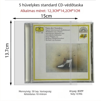 CD/DVD/Blu-ray védő tasak — átlátszó lemez tok, önzáró, nylon háló anyag, zárt típus, cikkszám Fiupeuiroritwr