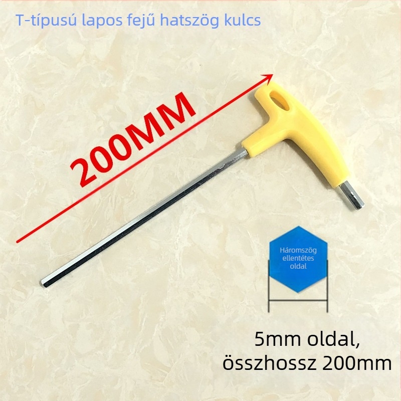 T-típusú belső hatszög kulcs nyélkiterjesztéssel, magas széntartalmú acélból