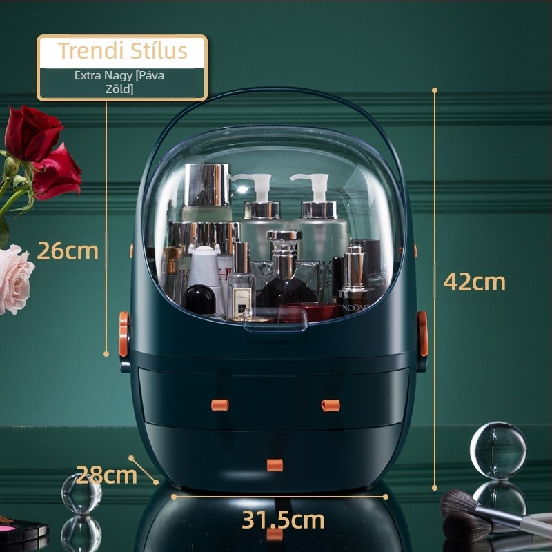 Asztali tároló doboz fedéllel, PS+ABS műanyag, 35 L kapacitás, modell 1zy580804586006, kozmetikumokhoz és egyéb apróságokhoz