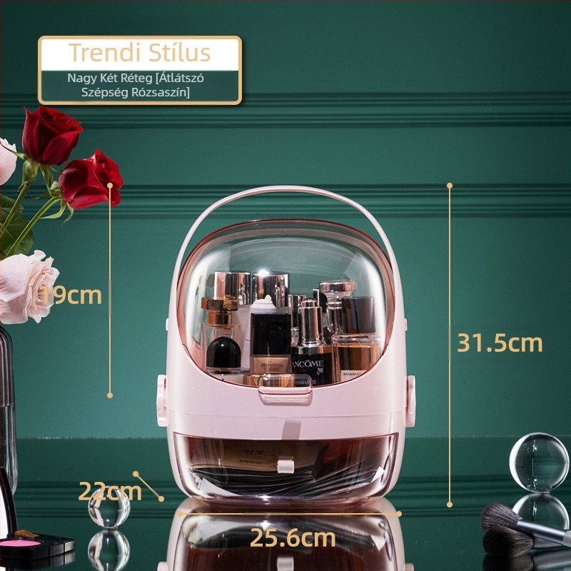 Asztali tároló doboz fedéllel, PS+ABS műanyag, 35 L kapacitás, modell 1zy580804586006, kozmetikumokhoz és egyéb apróságokhoz