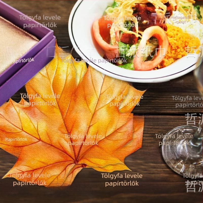 Juharlevél formájú szalvéta gyermekpartira, 2 rétegű, 20 lap, virgin fasz pulp, első osztályú minőség, logó nyomtatása lehetséges