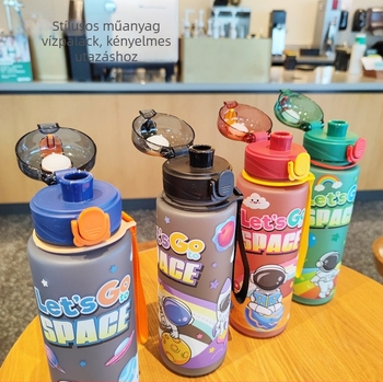 Rajzolt űrhajós műanyag pohár nyakpánttal, sportos ivó pohár 700 ml, PC anyag, testre szabható