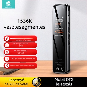 Runvine R11 hangrögzítő toll dupla mikrofonnal, WAV 512Kbps, 60 órás felvétel, USB 2.0, alumínium ház