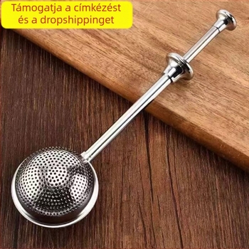 Rozsdamentes acélból készült teafilter - Misty frost - Teleszkópos teafilter golyó nagy és kicsi lyukakkal - Egyszerű stílus