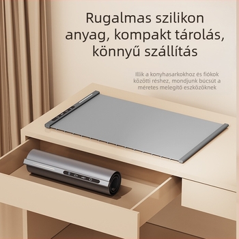 Spade A Szilikon Melegítő Tálca – hordozható, szigetelt tálaló tálca forró ételekhez, 500W, 220V, 1kg, testreszabható