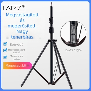 Alumínium fényállvány fotózáshoz, teherbírás 5 kg, magasság 2,8 m, csőátmérő 30 mm, 3 részes, élő közvetítésekhez