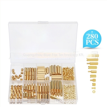 Blue Fox hatszögletű réz távtartók, 280 darab, osztály A, GB900-88, réz és rézötvözetek