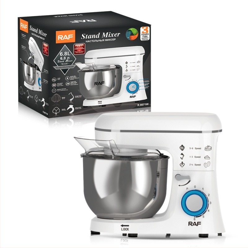 3-in-1 európai szabványú 220V asztali konyhai mixer dagasztáshoz, keveréshez és tojásfelveréshez — asztali készülék 3-fokozatú beállítással, két keverőpengével, teljesen automatikus működés