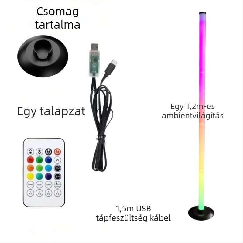 Hang-aktivált hangulatlámpa alkalmazásvezérléssel, USB-tápellátás, álló kivitel, modell 003