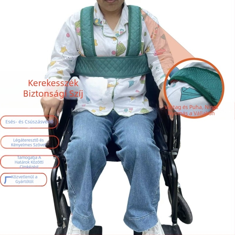 Kerekesszék biztonsági öv, derékhoz illeszkedő, poliészter anyag, modell C004, 12 hónap garancia