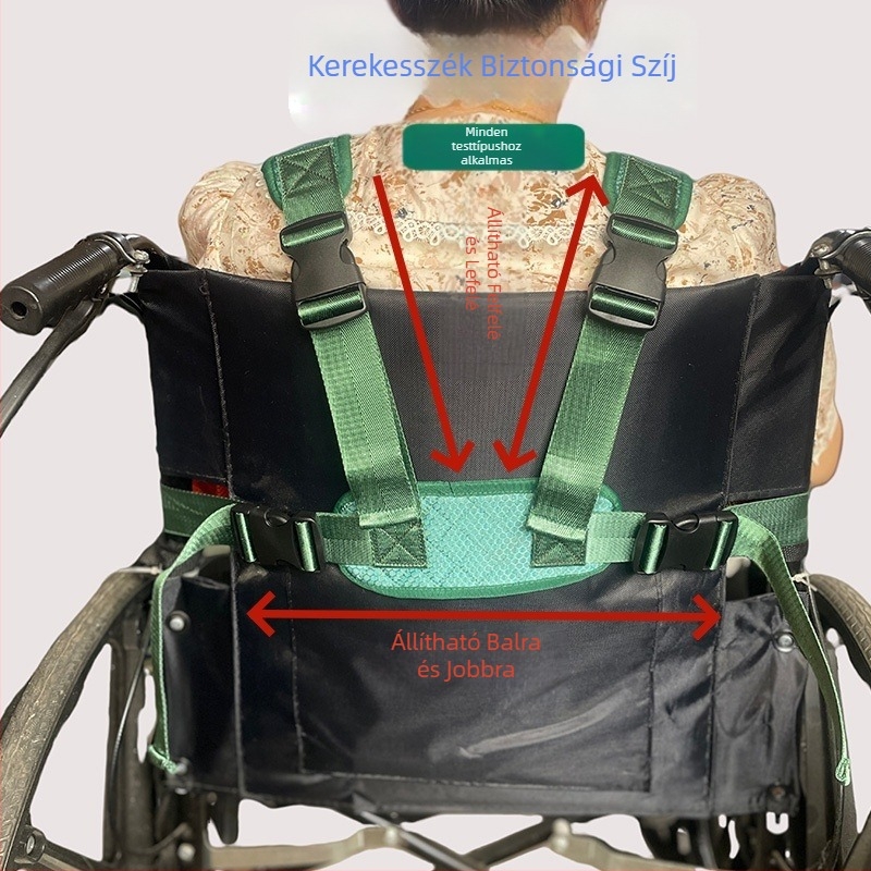 Kerekesszék biztonsági öv, derékhoz illeszkedő, poliészter anyag, modell C004, 12 hónap garancia