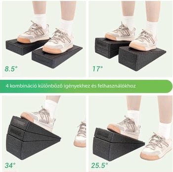 Háromrészes jóga kiegészítő készlet: döntött deszka a vádli nyújtásához és talpmatrac a lábak számára