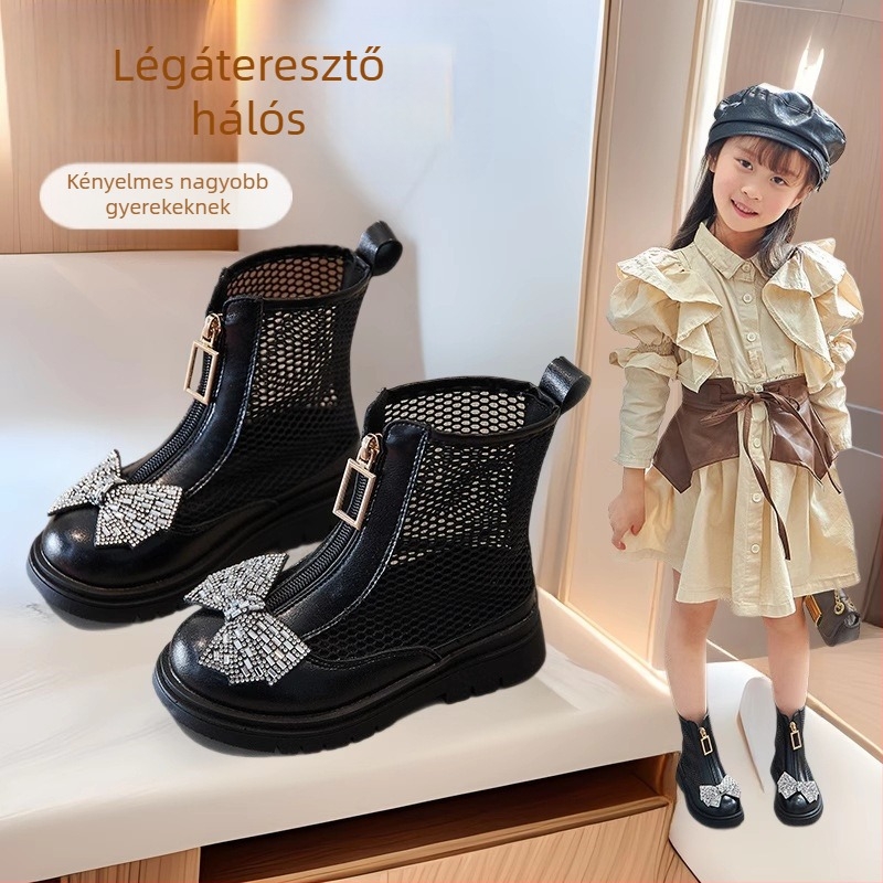 Lányoknak való bakancs Velcro-záródással, felső rész mikrofiber bőr, gumitalp, 4–6 éveseknek, 2025 tavasz