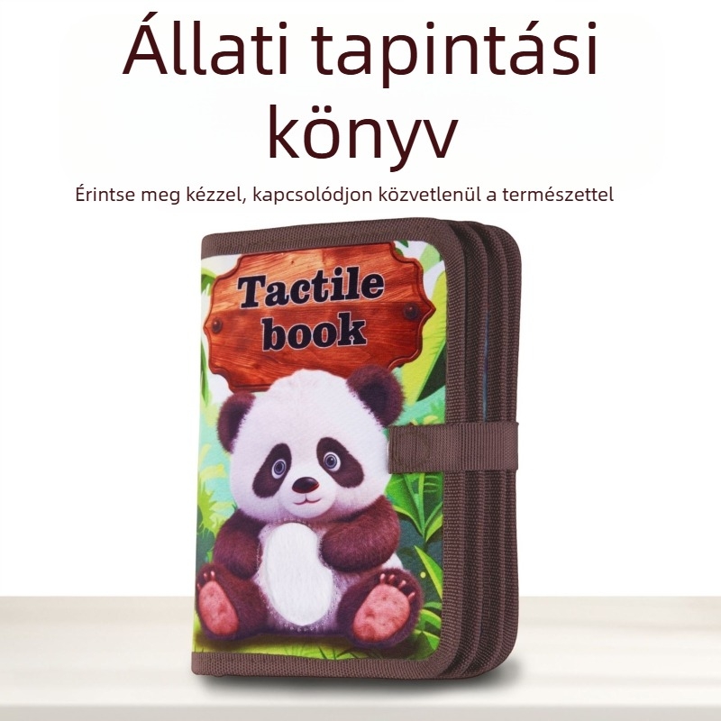 Bebiknek szóló fejlesztő textilkönyv állati érintéses textúrákkal, szakadásálló, 0–3 éveseknek, korai kognitív és szenzoros fejlődés