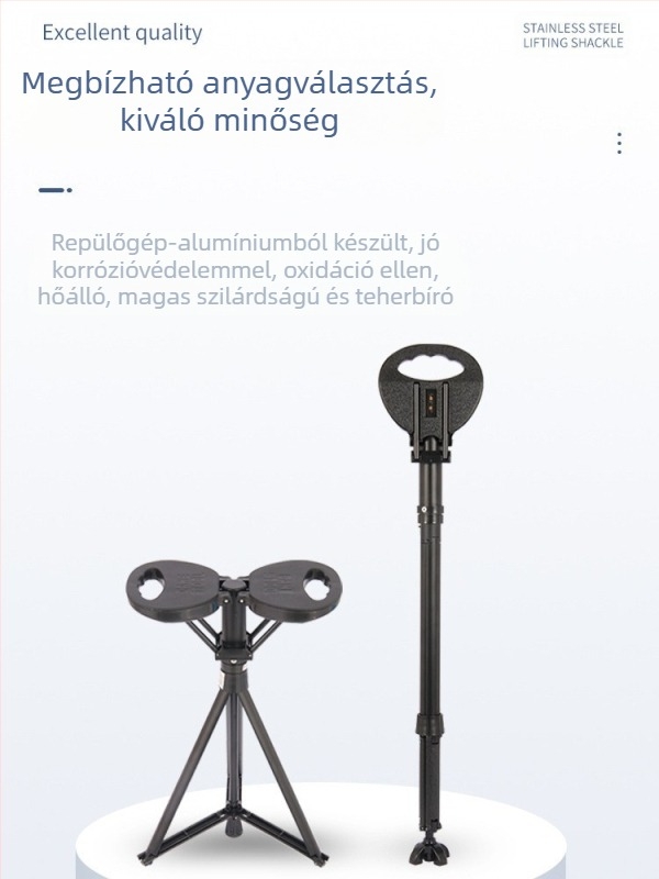 Túra bot ülőkével - Többcélú, kültéri, könnyű; Anyag: Környezetbarát PP + alumínium + PU párna; Súly: 920 g; Modell: Harmadik Generáció; Márka: HST