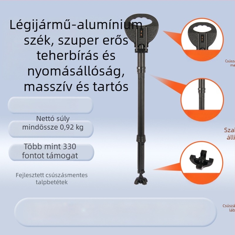 Túra bot ülőkével - Többcélú, kültéri, könnyű; Anyag: Környezetbarát PP + alumínium + PU párna; Súly: 920 g; Modell: Harmadik Generáció; Márka: HST