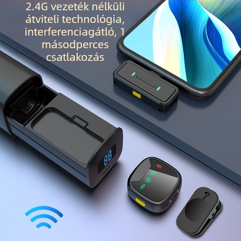 H26 vezeték nélküli lavalier mikrofon vevővel – mini klip-mikrofon élő közvetítéshez